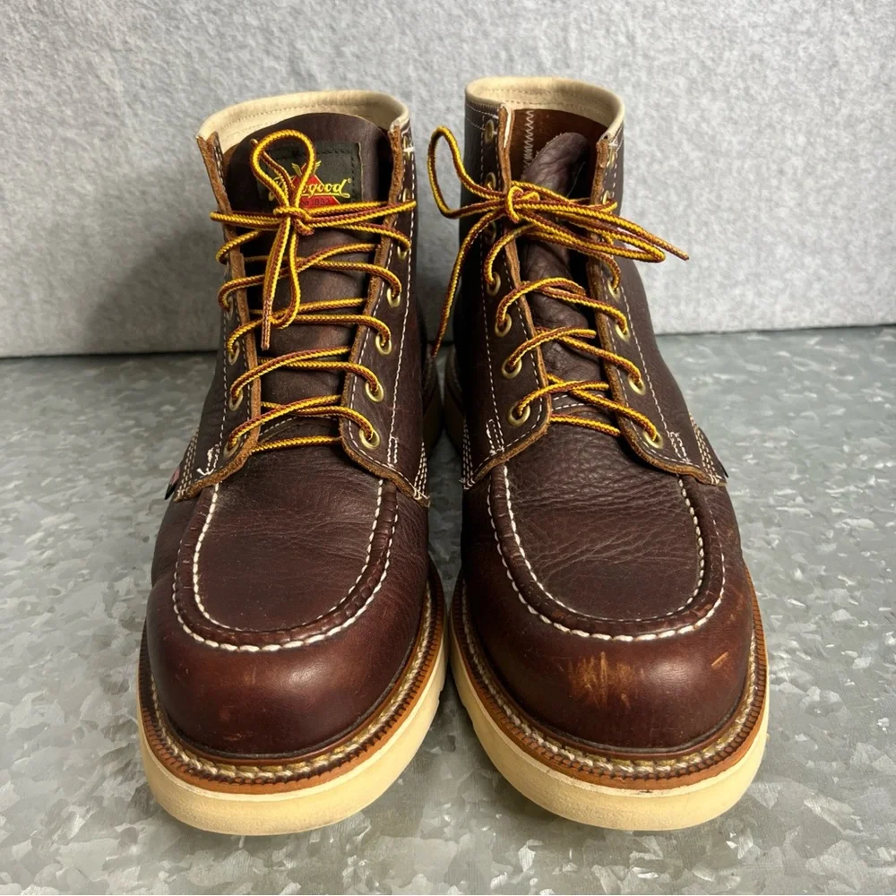 Thorogood American Heritage 6" Safety Toe Work Boot Max Wear Wedge Brown Leather - Picture 3 of 16